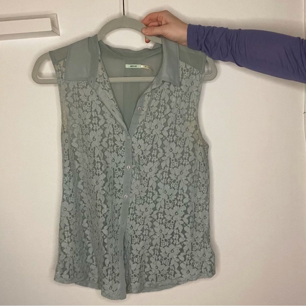 Urban Outfitters Blue Lace Button Up Tank